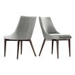 iNSPIRE Q Mid-Century Barrel Back Fabric Wood Dining Chairs (Set of 2) in Gray