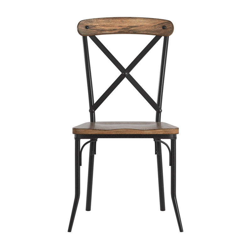 iNSPIRE Q Black Metal X-Cross Back Wood Dining Chairs (Set of 2)
