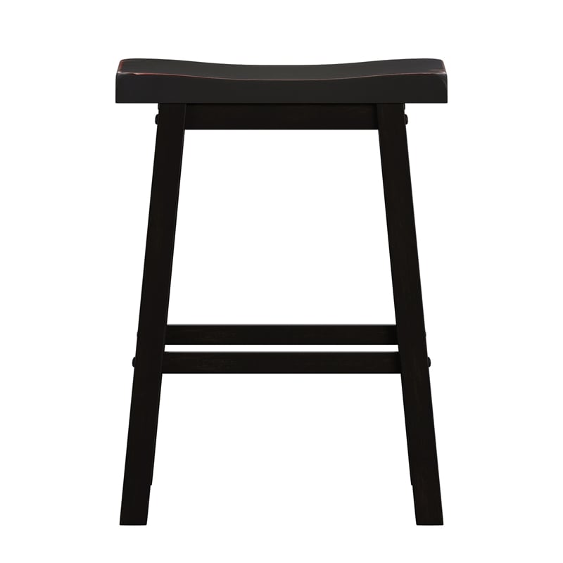 iNSPIRE Q Saddleback Wood Bar Height Stools (Set of 2) in Black Sand-Through