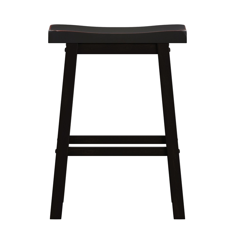 iNSPIRE Q Saddleback Wood Counter Height Stools (Set of 2) in Black Sand-Through