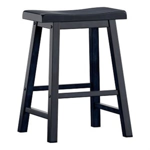iNSPIRE Q Saddleback Wood Counter Height Stools (Set of 2) in Antique Denim Blue