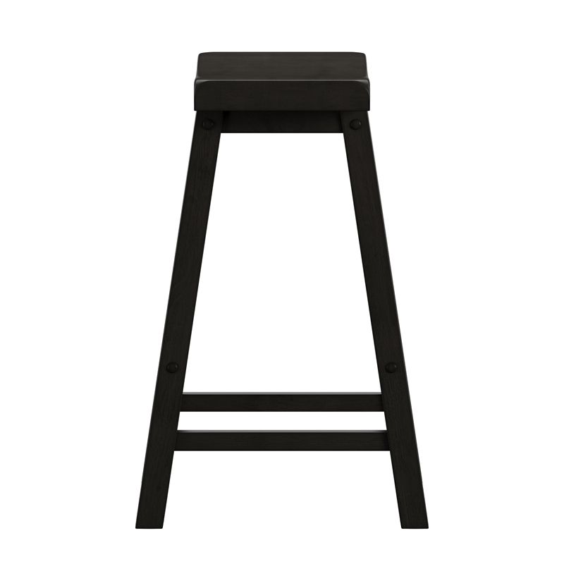 iNSPIRE Q Saddleback Wood Counter Height Stools (Set of 2) in Vulcan Black