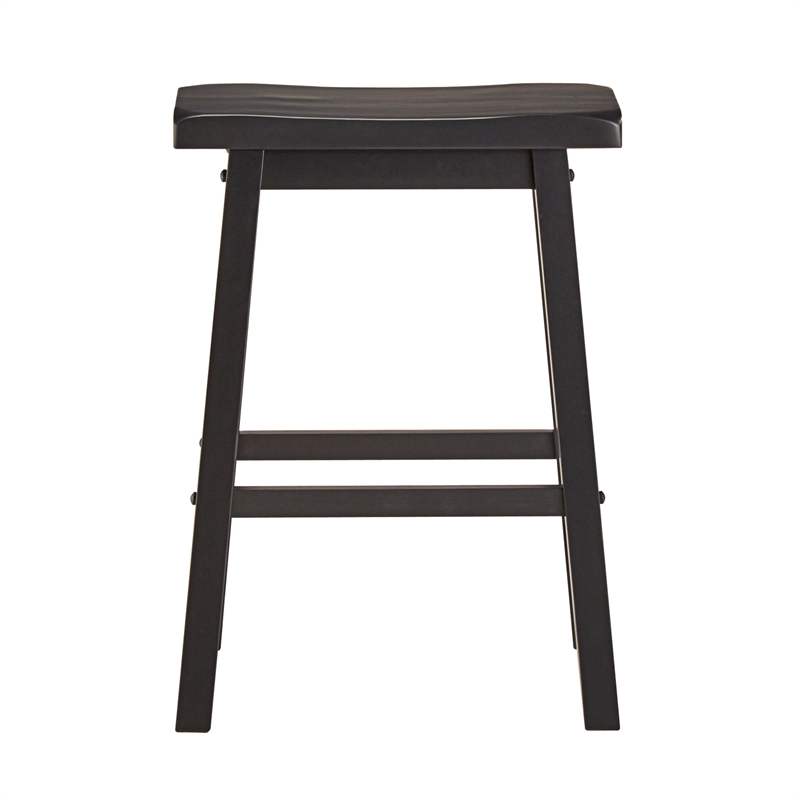iNSPIRE Q Saddleback Wood Counter Height Stools (Set of 2) in Vulcan Black