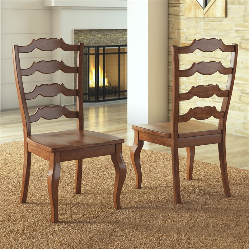 iNSPIRE Q French Ladder Back Wood Dining Chairs (Set of 2) in Oak