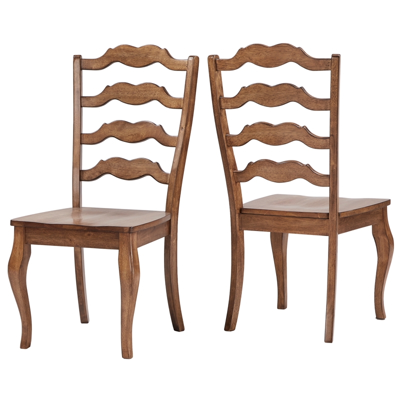 iNSPIRE Q French Ladder Back Wood Dining Chairs (Set of 2) in Oak