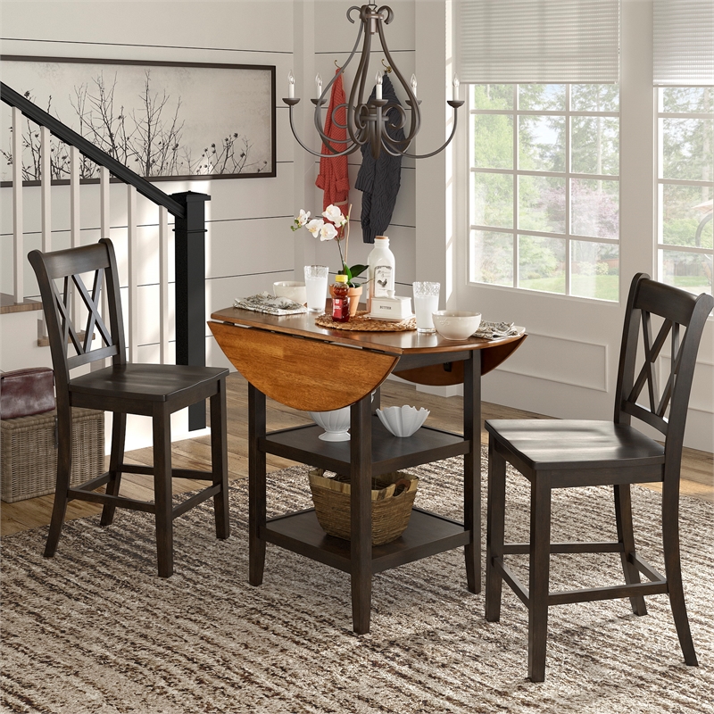 iNSPIRE Q Double X-Back Wood Counter Height Chairs (Set of 2) in Antique Black