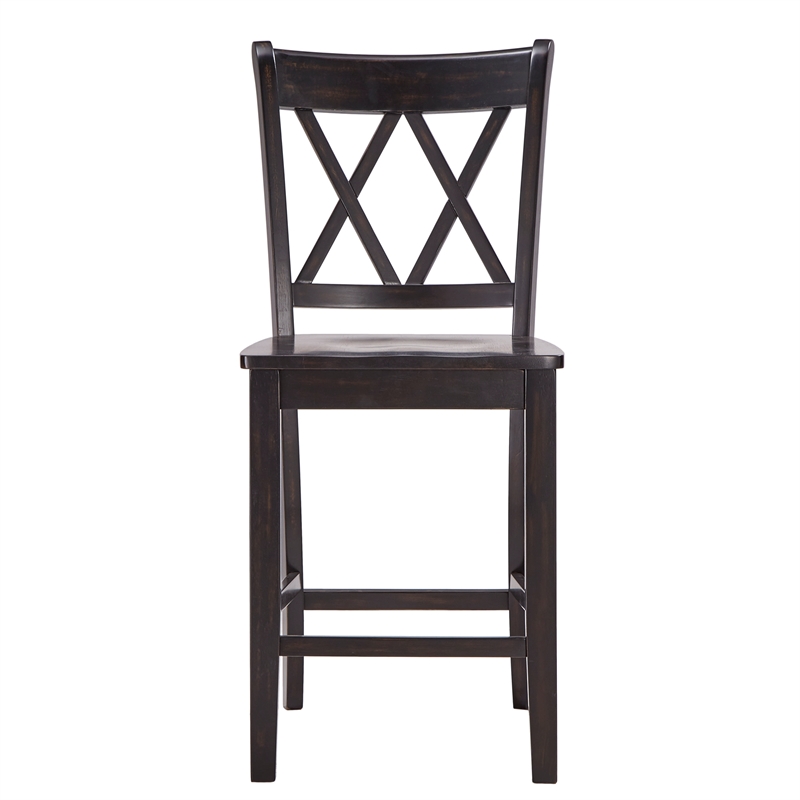 iNSPIRE Q Double X-Back Wood Counter Height Chairs (Set of 2) in Antique Black