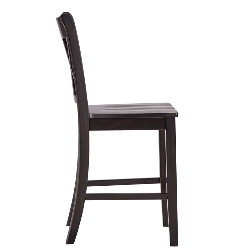 iNSPIRE Q Double X-Back Wood Counter Height Chairs (Set of 2) in Antique Black