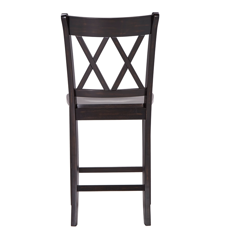 iNSPIRE Q Double X-Back Wood Counter Height Chairs (Set of 2) in Antique Black