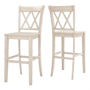 iNSPIRE Q Double X-Back Wood Bar Height Chairs (Set of 2) in Antique White