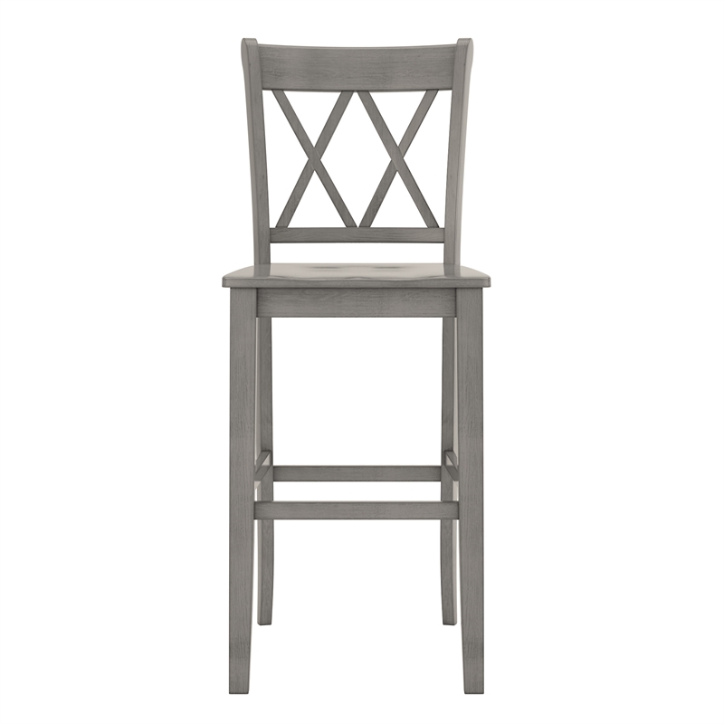 iNSPIRE Q Double X-Back Wood Bar Height Chairs (Set of 2) in Antique Gray