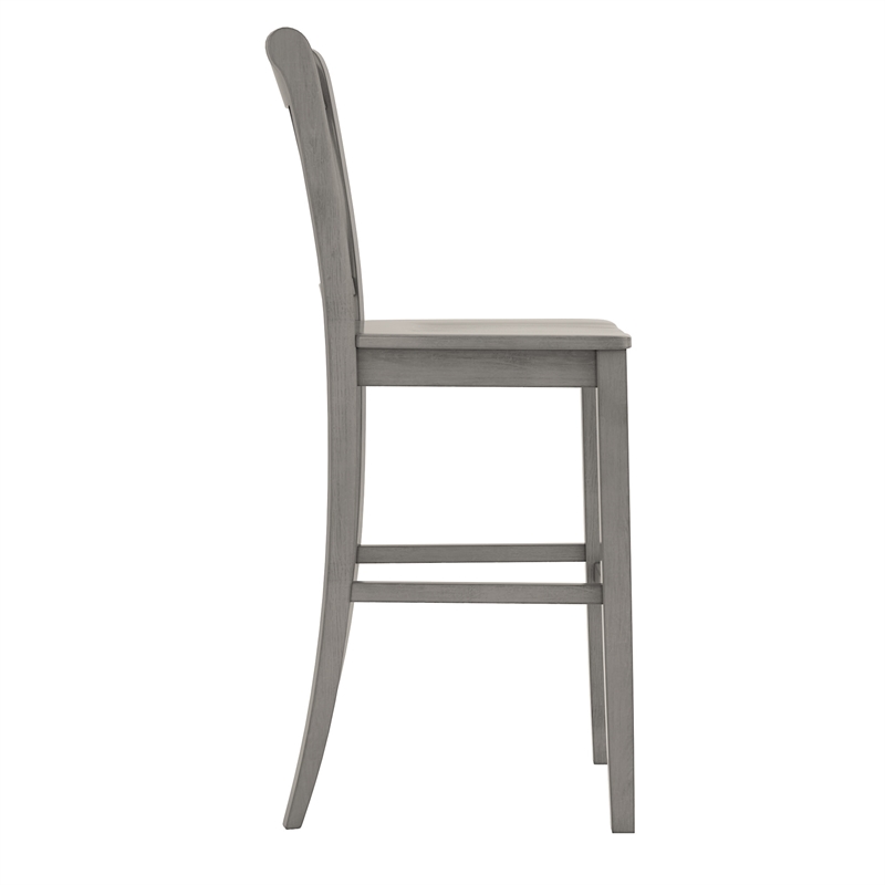 iNSPIRE Q Double X-Back Wood Bar Height Chairs (Set of 2) in Antique Gray