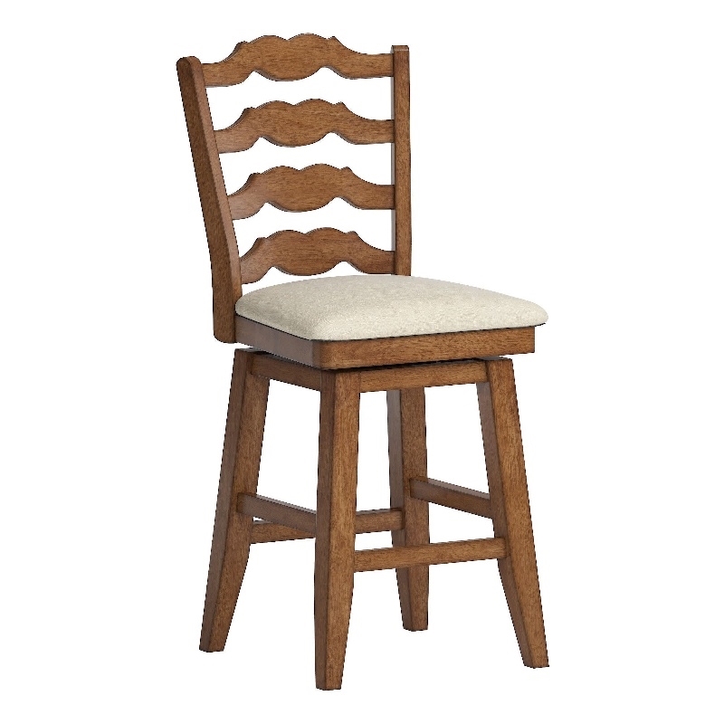 iNSPIRE Q French Ladder Back Counter Height Wood Swivel Stool in Oak