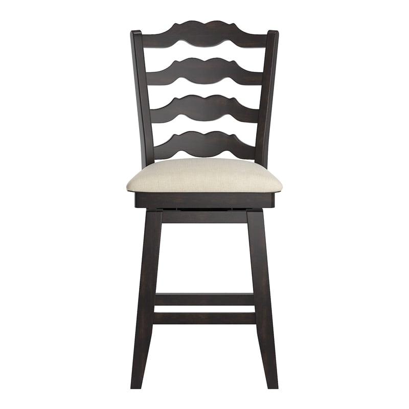 iNSPIRE Q French Ladder Back Counter Height Wood Swivel Stool in Antique Black