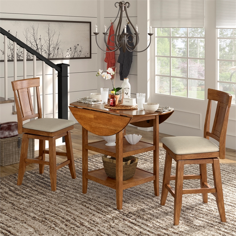 iNSPIRE Q Panel Back Counter Height Wood Swivel Chair in Oak