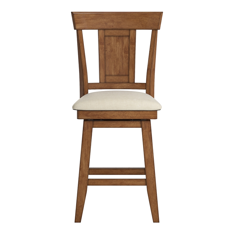 iNSPIRE Q Panel Back Counter Height Wood Swivel Chair in Oak