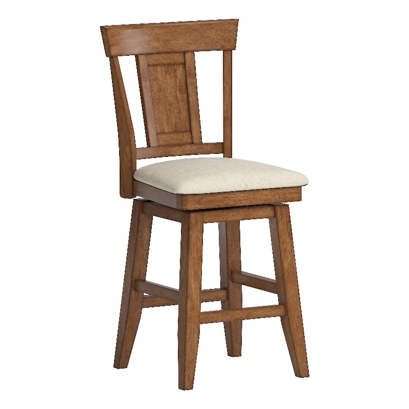 iNSPIRE Q Panel Back Counter Height Wood Swivel Chair in Oak
