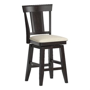 iNSPIRE Q Panel Back Counter Height Wood Swivel Chair in Antique Black