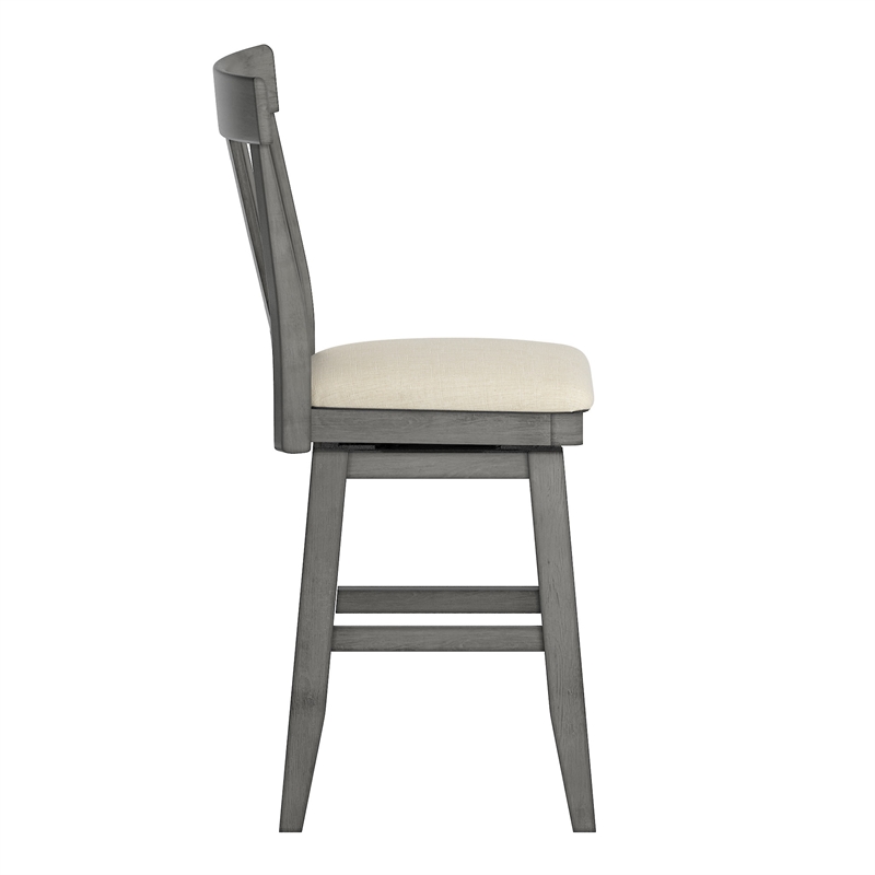 iNSPIRE Q Panel Back Counter Height Wood Swivel Chair in Antique Gray