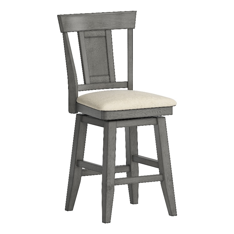 iNSPIRE Q Panel Back Counter Height Wood Swivel Chair in Antique Gray