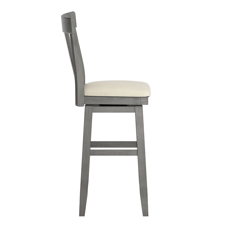 iNSPIRE Q Panel Back Bar Height Wood Swivel Chair in Antique Gray