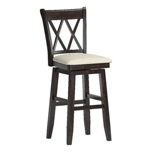 iNSPIRE Q Double X-Back Bar Height Wood Swivel Chair in Antique Black
