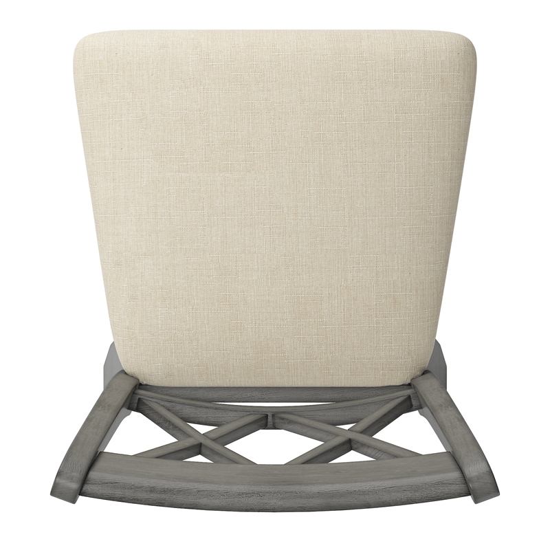 iNSPIRE Q Double X-Back Bar Height Wood Swivel Chair in Antique Gray