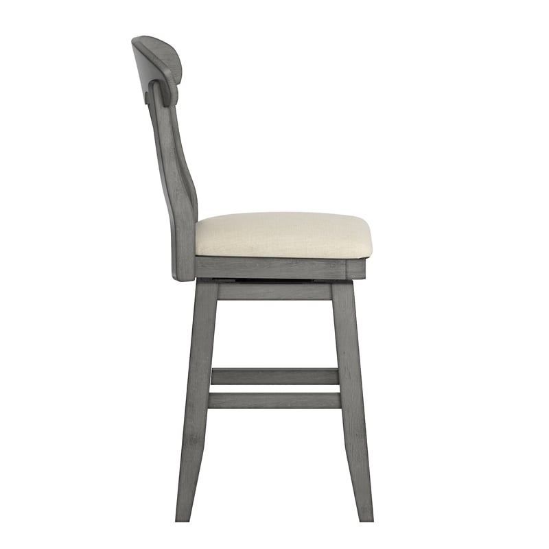 iNSPIRE Q Napoleon Back Counter Height Wood Swivel Chair in Antique Gray