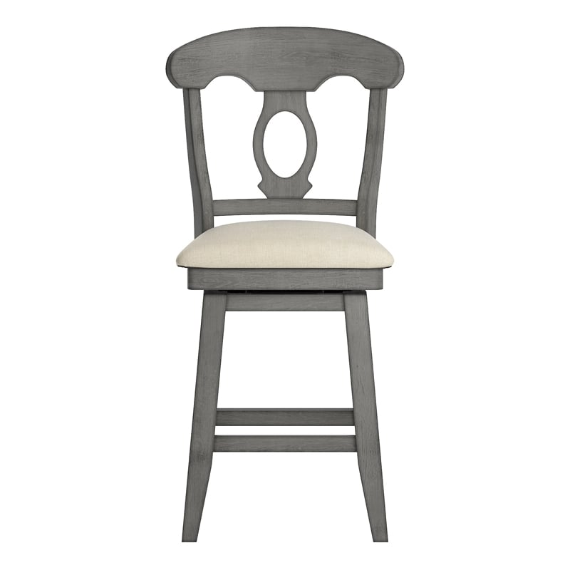 iNSPIRE Q Napoleon Back Counter Height Wood Swivel Chair in Antique Gray