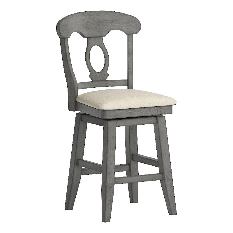 iNSPIRE Q Napoleon Back Counter Height Wood Swivel Chair in Antique Gray
