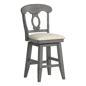 iNSPIRE Q Napoleon Back Counter Height Wood Swivel Chair in Antique Gray