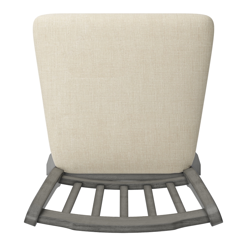 iNSPIRE Q Slat Back Bar Height Wood Swivel Chair in Antique Gray