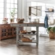 iNSPIRE Q Two-Tone Antique Wood Kitchen Island Buffet with Oak Top in Gray Base