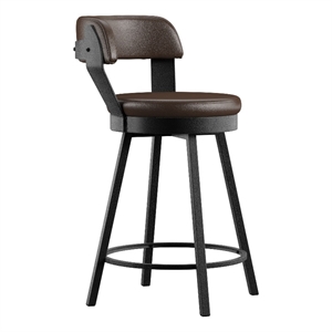iNSPIRE Q Gray Finish Metal PU Swivel Counter Height Chairs (Set of 2) in Brown