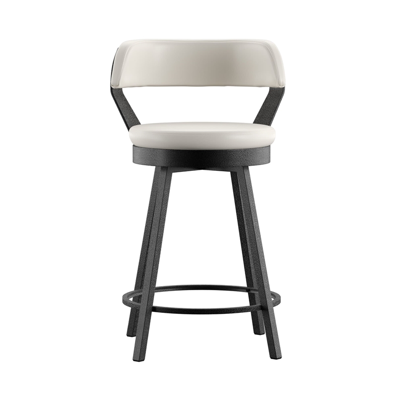 iNSPIRE Q Gray Finish Metal PU Swivel Counter Height Chairs (Set of 2) in White