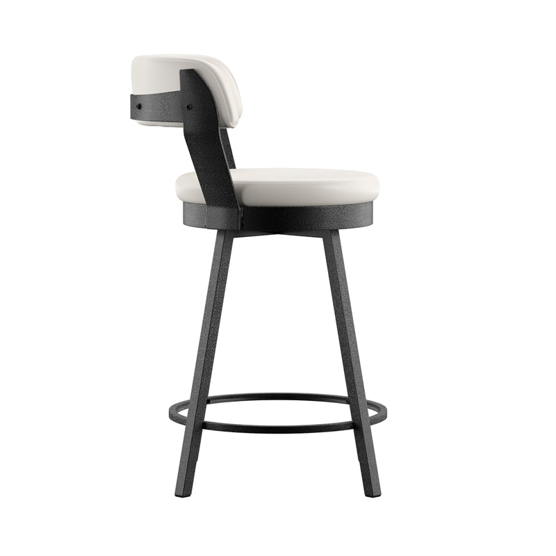 iNSPIRE Q Gray Finish Metal PU Swivel Counter Height Chairs (Set of 2) in White