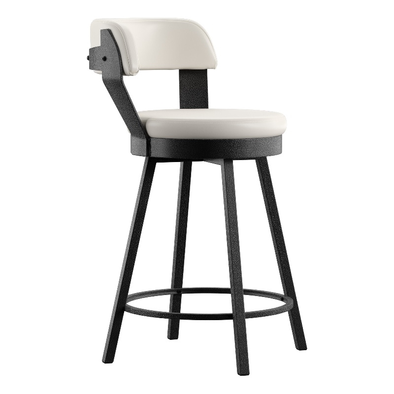 iNSPIRE Q Gray Finish Metal PU Swivel Counter Height Chairs (Set of 2) in White