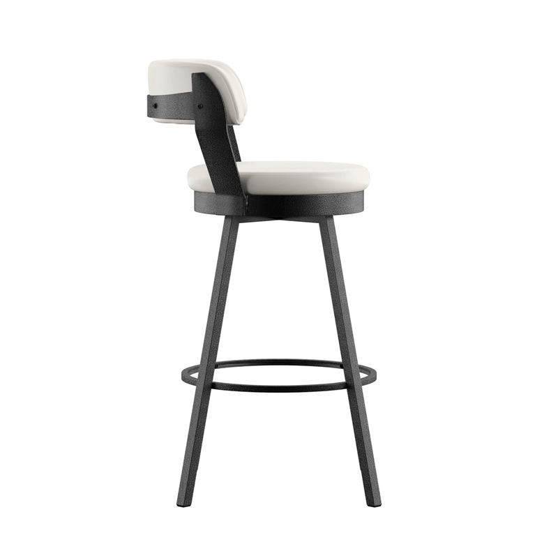 iNSPIRE Q Gray Finish Metal PU Swivel Bar Height Chairs (Set of 2) in White