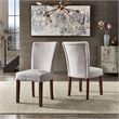 iNSPIRE Q Espresso Wood Chenille Parsons Dining Chairs (Set of 2) in Silver Gray