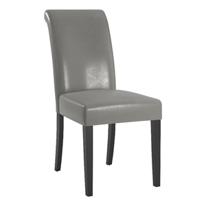 iNSPIRE Q Black Wood Faux Leather Dining Chair (Set of 2) in Gray