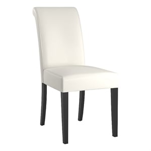 iNSPIRE Q Black Wood Faux Leather Dining Chair (Set of 2) in White