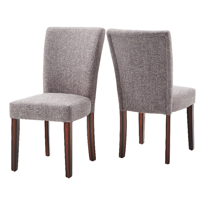 iNSPIRE Q Espresso Wood Linen Parsons Dining Chairs (Set of 2) in Gray
