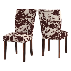 iNSPIRE Q Espresso Wood Cowhide Parsons Dining Chairs (Set of 2) in Brown