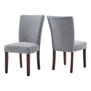 iNSPIRE Q Espresso Wood Heathered Weave Parson Dining Chairs (Set of 2) in Gray