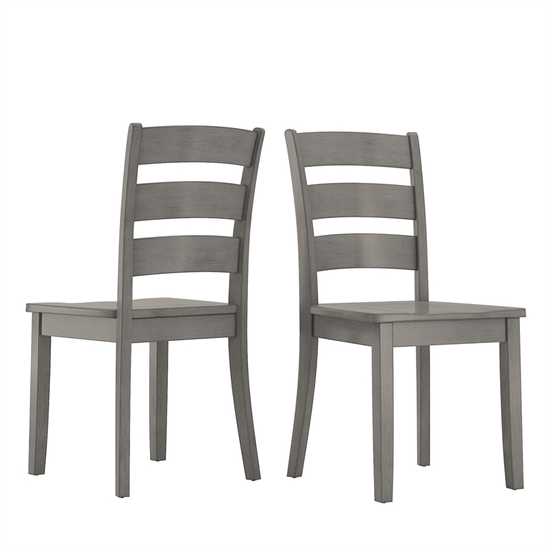 iNSPIRE Q Ladder Back Wood Dining Chairs (Set of 2) in Antique Grey