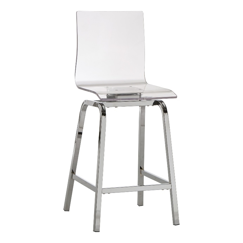 iNSPIRE Q Metal Acrylic Swivel High Back Counter Height Stools (Set 2) in Chrome