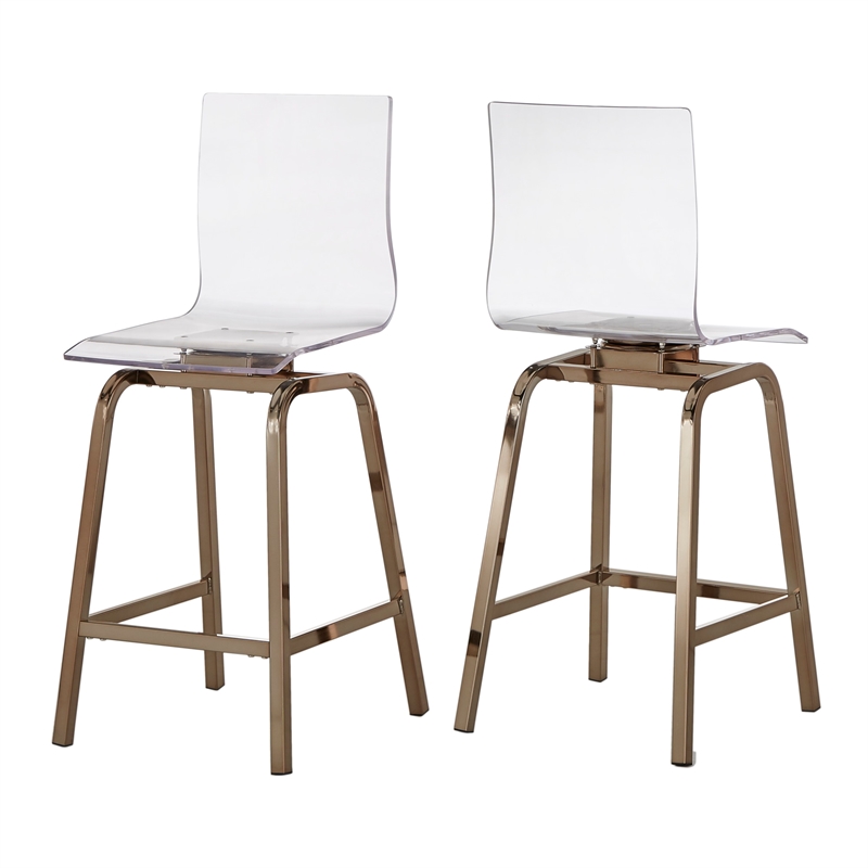 iNSPIRE Q Metal Acrylic Swivel High Back Counter Height Stools (Set 2) in Gold