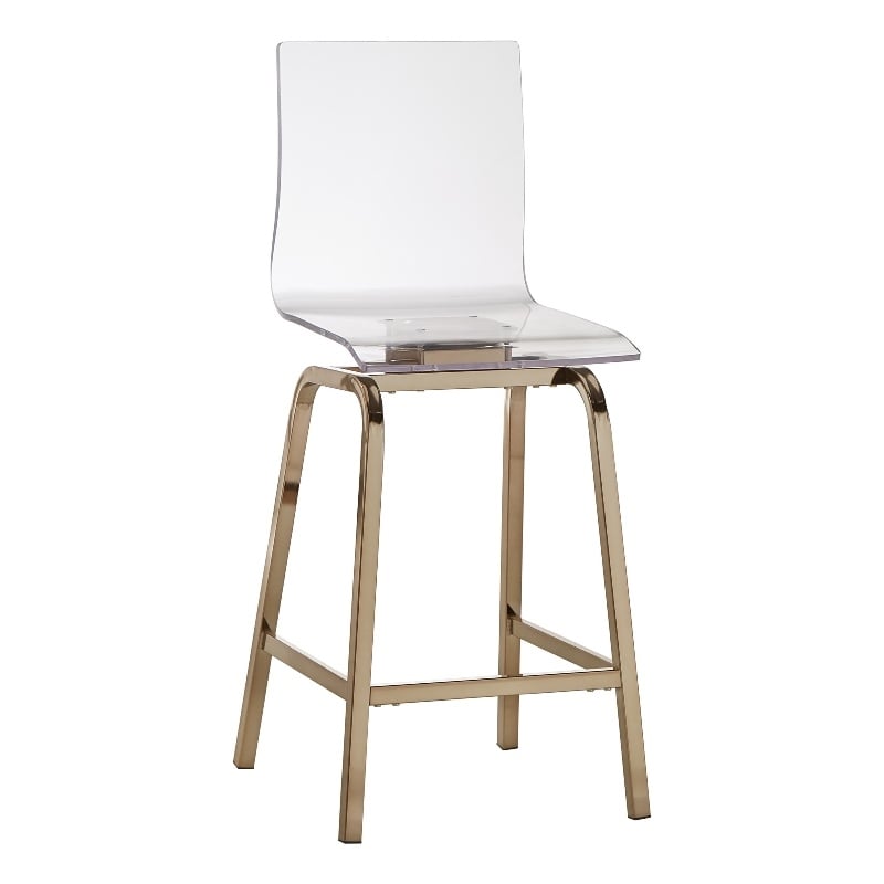 iNSPIRE Q Metal Acrylic Swivel High Back Counter Height Stools (Set 2) in Gold