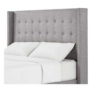 iNSPIRE Q Melina Wood Linen Wingback Headboard - Queen - Gray