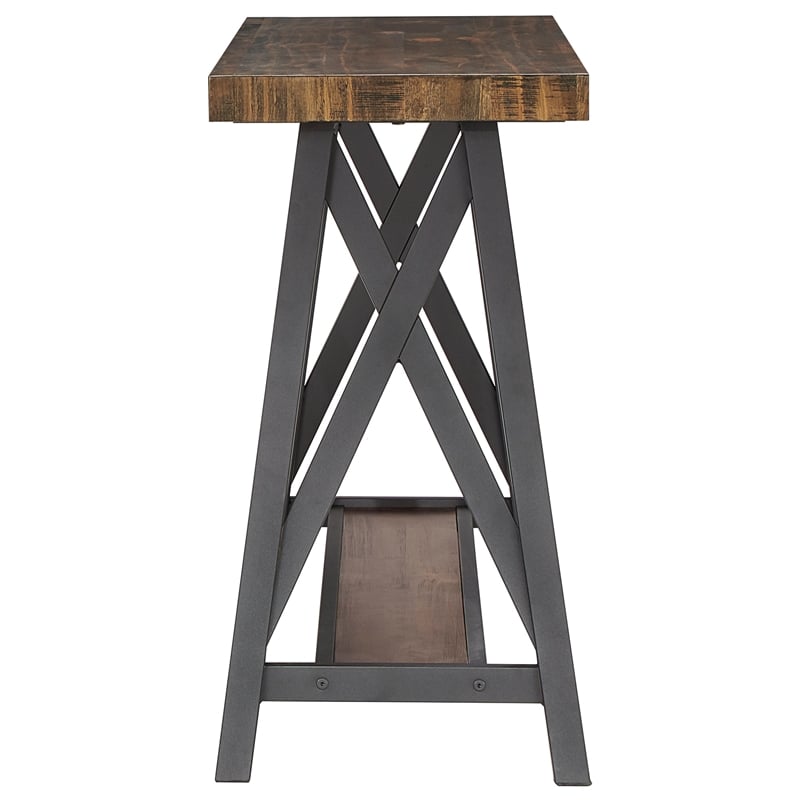 iNSPIRE Q Westyn Rustic Wood Metal Sofa Table with Shelf - Brown